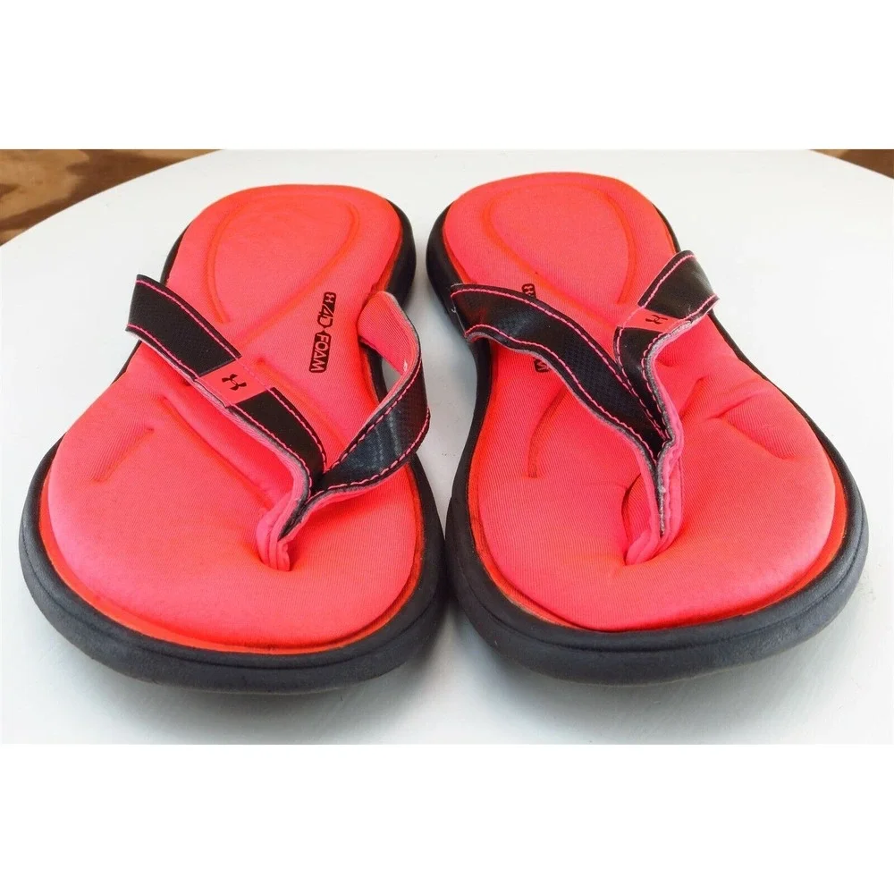 Under Armour Youth Girls Size 36 M Black Pink Flip Flop‎ Sandals Synthetic